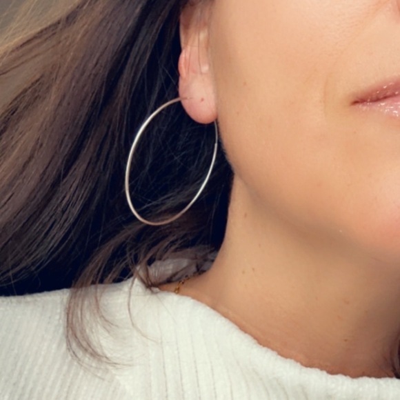 Sterling Silver 50mm Endless Hoop Earrings - Picture 6 of 6